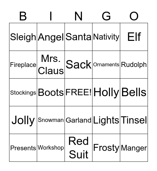 Holiday Bingo Card