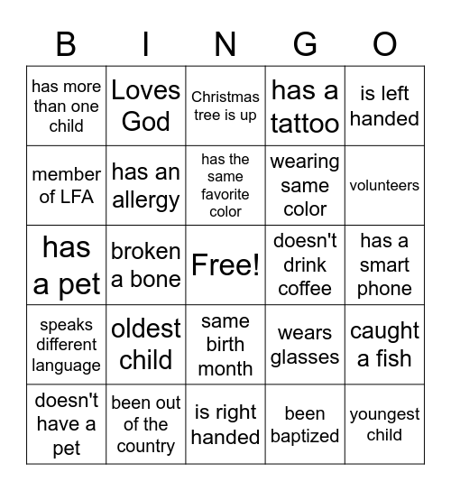 Friendsgiving People B-I-N-G-O Bingo Card