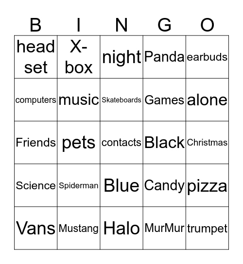 Spiderman Bingo Card