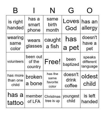 Friendsgiving People B-I-N-G-O Bingo Card
