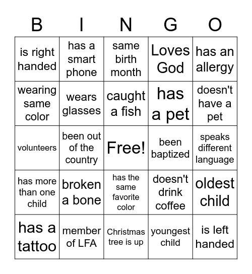 Friendsgiving People B-I-N-G-O Bingo Card