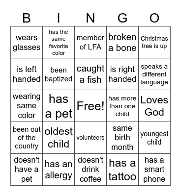 Friendsgiving People B-I-N-G-O Bingo Card