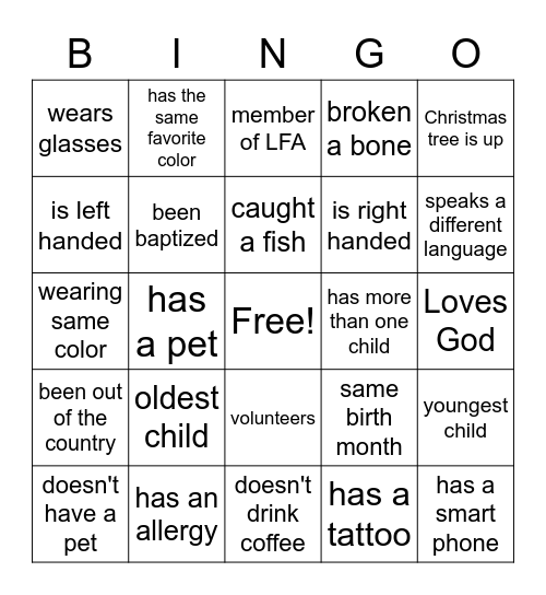 Friendsgiving People B-I-N-G-O Bingo Card