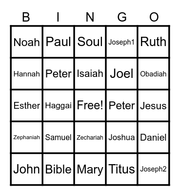 Bible books Bingo Card