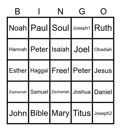 Bible books Bingo Card