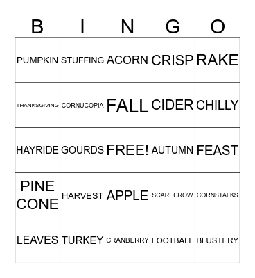 4B HARVEST PARTY Bingo Card