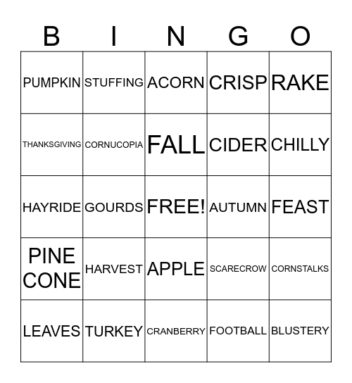 4B HARVEST PARTY Bingo Card