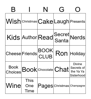 Bookclub Bingo Card