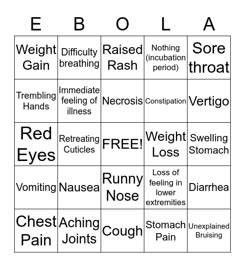 Ebola Bingo! Bingo Card