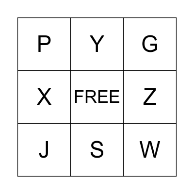 Alphabet Sounds Bingo Card