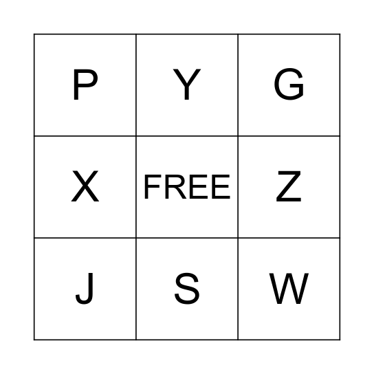 Alphabet Sounds Bingo Card