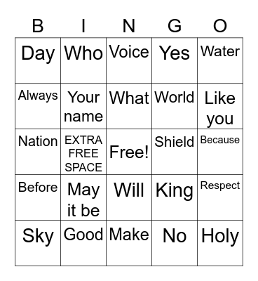Siddur Words 3 and 4 Bingo Card