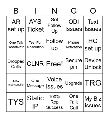 Tech Bingo Card