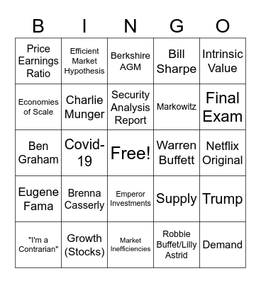 FIN*3000 Bingo Card