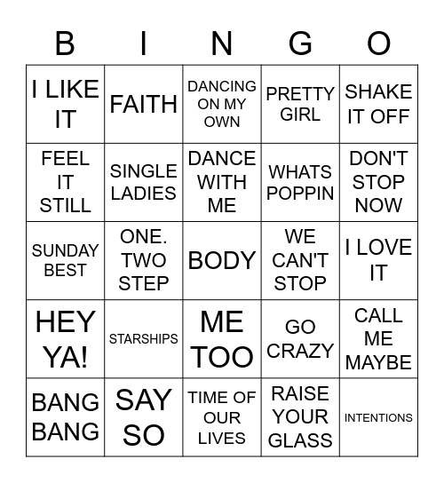 POP PARTY Bingo Card