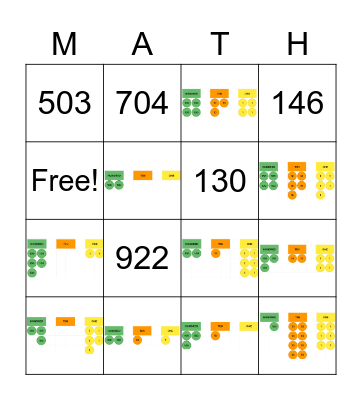 Place Value Disks Bingo Card