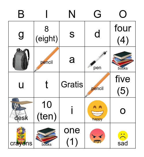 ELL Vocab Practice Bingo Card