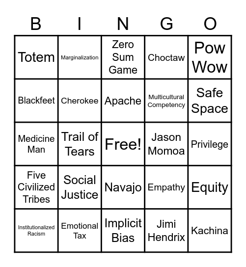 D&L Bingo Card