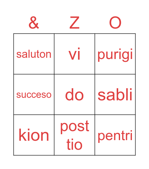 Werk Bingo Card