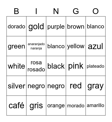 JS- Spanish Colors Bingo Card