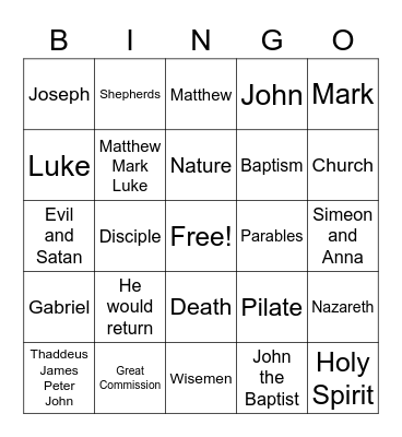 Unit 10 Bible Review Bingo Card