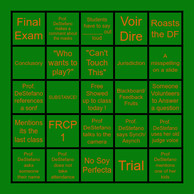 Civil Procedure Bingo Card