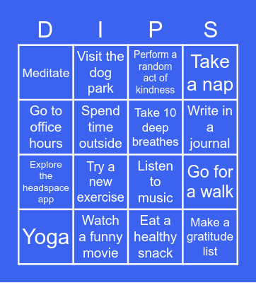 TalkSelf Care Bingo Card