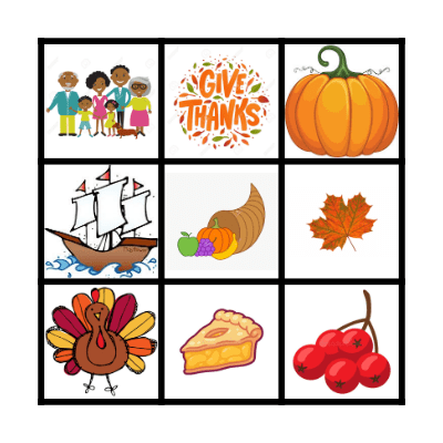 Thanksgiving Bingo Card