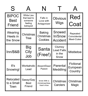 Christmas Movie Bingo Card