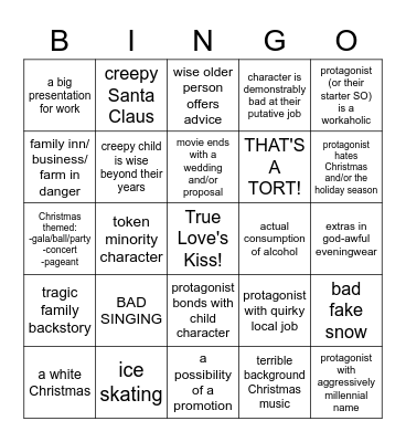 Hallmark Holiday Horror Bingo Card