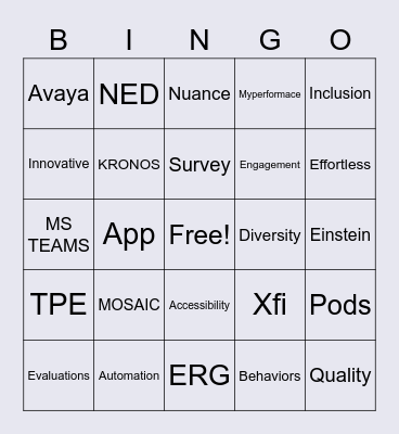 TPE BINGO Card