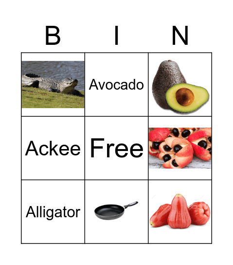 Letter A Bingo Card