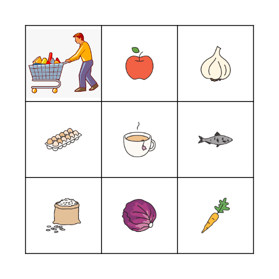Food/Groceries Bingo Card