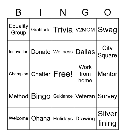 Dallas Biz Tech Town Hall Bingo Card