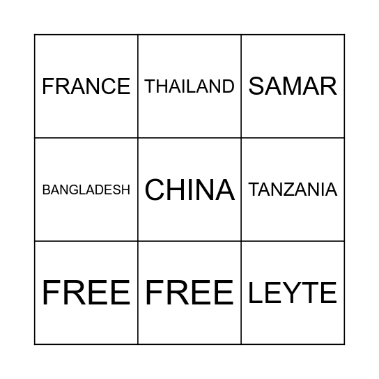 CULTURE IN OTHER PLACES Bingo Card