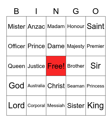 Banned Baby Names in VIC Australia 2020 Bingo Card