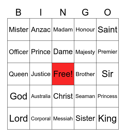 Banned Baby Names in VIC Australia 2020 Bingo Card