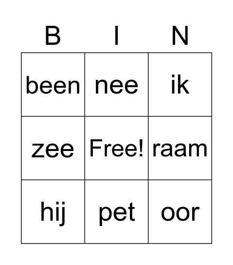Letter bingo Card