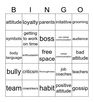 positive attitudes bingo Card
