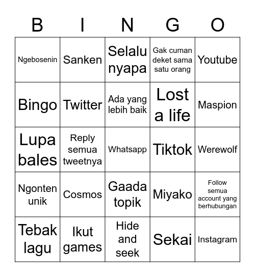 SABINA’s Bingo!💜 Bingo Card