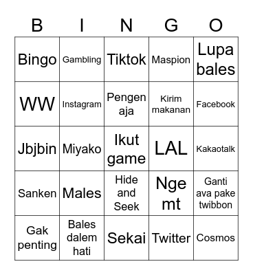 Dilayung Bingo 🤍 Bingo Card
