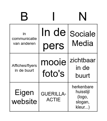 Bekend-Bingo Card