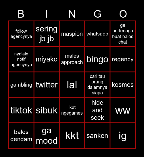 dalton Bingo Card