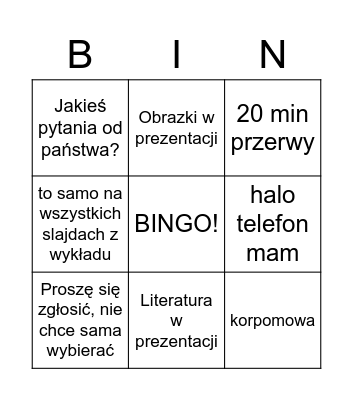 systemy Bingo Card