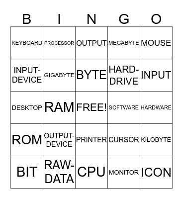 Vocabulary Bingo Card