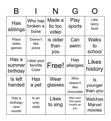 Find someone who... Bingo Card