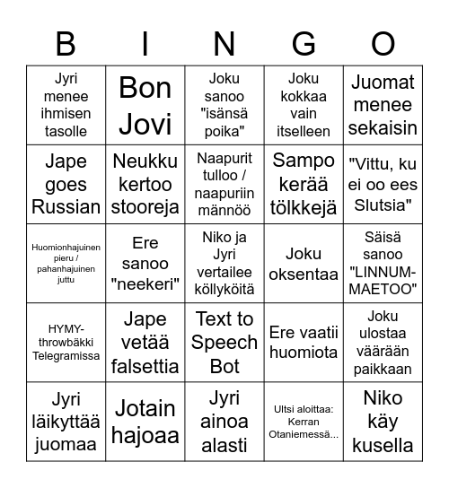 HYMY Bingo was his name-o! Bingo Card