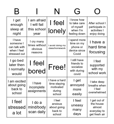 Covid Bingo - Stress Bingo Card