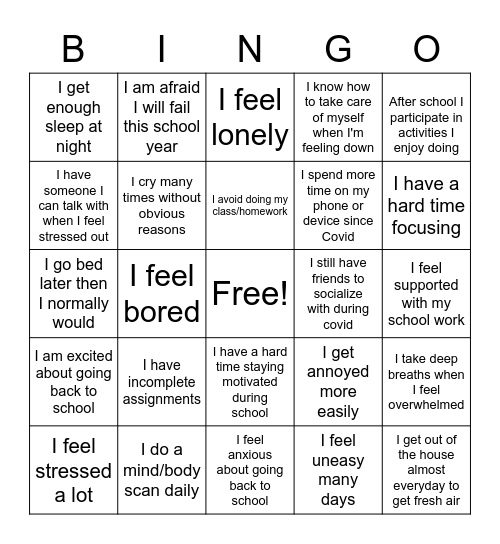 Covid Bingo - Stress Bingo Card