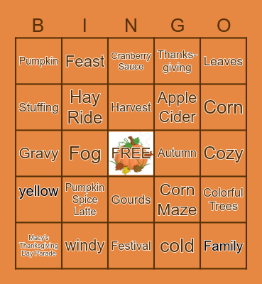 FALL Bingo Card